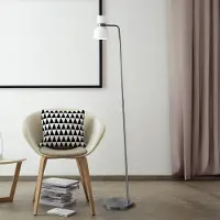 SFORZIN Piantana Fifty, colore acciaio, vetro bianco opalino, regolabile