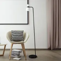 SFORZIN Piantana Fifty, nera, vetro bianco opalino, regolabile