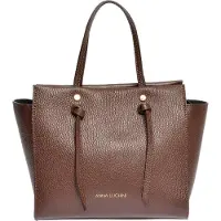 Anna Luchini Borsa A Mano In Pelle Da Donna cioccolato — Borsa a mano