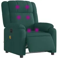 vidaXL Sedia da massaggio elettrica in tessuto verde scuro