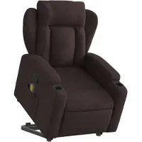 vidaXL Poltrona per massaggi con ausilio per la posizione eretta in tessuto marrone scuro