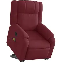 vidaXL Poltrona massaggiante elettrica con ausilio per la posizione eretta in tessuto rosso vino