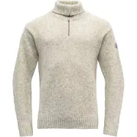 Devold Nansen Sweater Zip Neck Pullover in lana merino (L, beige/grigio)