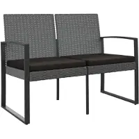 vidaXL Panca da giardino a 2 posti con cuscini in PP rattan grigio scuro