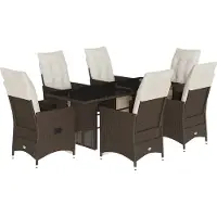vidaXL set bistrot da giardino 7 pezzi con cuscini in polirattan marrone
