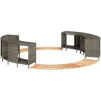 vidaXL Bordo per vasca idromassaggio in poly rattan grigio e legno massiccio di acacia