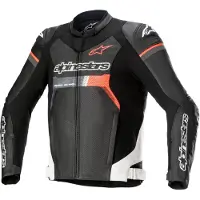 Alpinestars Giacca In Pelle GP Force Airflow Black White Red Fluo, Taglia: 50