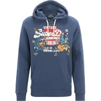 Superdry per uomo. M2013702A Felpa con cappuccio grafica blu con logo vintage Tokyo (XXL), Casual, Cotone, Sostenibile