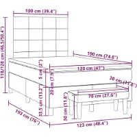 vidaXL Letto a molle con materasso Taupe 120x190 cm in tessuto