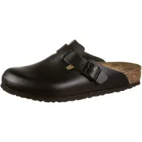 Birkenstock Boston Natural Leather Sandali (42 - Regular, nero)