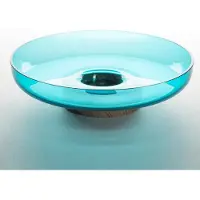 Artemide Ciotola Bontà, turchese, Ø 26 cm, vetro, legno