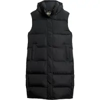 Superdry per donna. W5011641A Gilet lungo imbottito con cappuccio nero (XS), Casual, Polister riciclato, Sostenibile