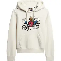 Superdry per donna. W2011958A Felpa con cappuccio grafica con scritta tatuaggio beige (XS), Casual, Sportivo, Cotone