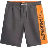Superdry per uomo. M3010229A Costume da bagno sportivo realizzato in materiale riciclato grigio (XL), Beachwear, Polister riciclato, Sosteni