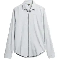 Superdry per uomo. M4010710A Camicia elegante in cotone a maniche lunghe grigia (S), Casual, Grigio, Manica lunga