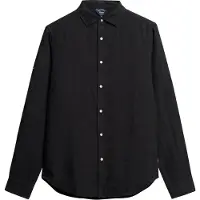 Superdry per uomo. M4010607A Camicia a maniche lunghe in lino casual nero (XXL), Manica lunga