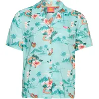 Superdry per donna. W4010371A Camicia con logo turchese vintage Beach Resort (XS), Casual, Viscosa, Manica corta