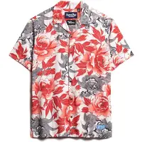 Superdry per uomo. M4010740A Camicia resort hawaiana rosa (XL), Casual, Cotone, Manica corta
