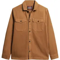 Superdry per uomo. M4010683A Sovracamicia a spina di pesce marrone del negozio mercantile (XL), Casual, Cotone, Manica lunga