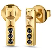 Police Gold-plated Orecchini Bars with black crystals PEJLE2010501