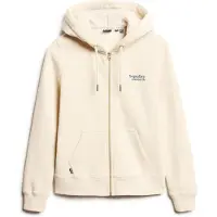 Superdry per donna. W2012047A Felpa con cappuccio essenziale con cerniera beige con logo (L), Casual, Cotone, Manica lunga