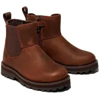 Timberland unisex per bambino. TB0A28NR9311 Courma Kid Stivaletto Chelsea in pelle marrone medio (23), Basso, Cerniera, Casual, moda per bam