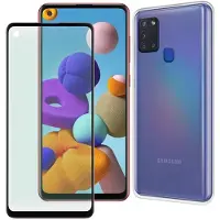 Muvit Custodia Per Telefono Pack Samsung Galaxy A21s Case And Tempered Glass Silicone
