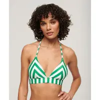 Superdry per donna. W3010395A Top bikini a triangolo a righe verdi (XS), Verde, Beachwear, Polister riciclato, Sostenibile