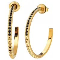 Police Gold-plated hoop Orecchini with black crystals PEJLE2010511
