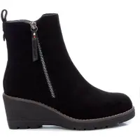 Refresh per donna. 17100901-NEGRO Stivaletti in camoscio nero - Altezza zeppa 6cm (36), 5 a 8cm, Cerniera, Casual