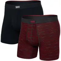 Saxx Vibe Xtra Boxer Brief Fly 2-Pack Intimo sintetico Uomo (M, rosso/nero)