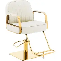 Physa Expondo Poltrona da parrucchiere con poggiapiedi - 560 - 730 mm - 200 kg - Colore crema / dorato