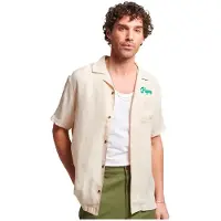Superdry per uomo. M4010621A Camicia da bowling vintage beige (XXL), Casual, Viscosa, Manica corta