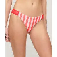 Superdry per donna. W3010391A Slip bikini a righe dal design audace rosa (L), Beachwear, Polister riciclato, Sostenibile