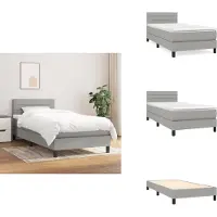 vidaXL Letto a molle con materasso grigio chiaro 100x200 cm in tessuto - Letti & strutture letto