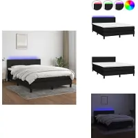 vidaXL Letto a molle con materasso e LED in tessuto nero 140x200 cm - Letti e strutture letto