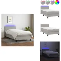 vidaXL Letto a molle con materasso e tessuto LED grigio chiaro 100x200 cm - Letti e strutture letto