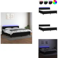 vidaXL Letto a molle con materasso e LED in tessuto nero 200x200 cm - Letti e strutture letto