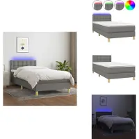vidaXL Letto a molle con materasso e tessuto LED grigio scuro 100x200 cm - Letti & strutture letto