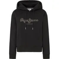 Pepe Jeans per donna. PL581459 Felpa nera con cappuccio Frida (L), Nero, Casual, Cotone, Sostenibile