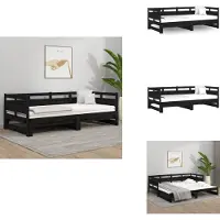 vidaXL Letto da giorno allungabile in pino massiccio nero 2x(90x190) cm - Letti e strutture letto
