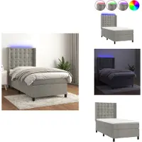 vidaXL Letto a molle con materasso e LED in velluto grigio chiaro 100x200 cm - Letti & strutture letto