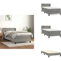 vidaXL Letto a molle con materasso grigio chiaro 100x200 cm in velluto - Letti e strutture letto
