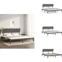 vidaXL Letto in legno massiccio grigio 200x200 cm - Letti e strutture letto