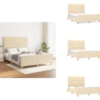 vidaXL Struttura letto con testiera in tessuto crema 140x200 cm - Letti e strutture letto
