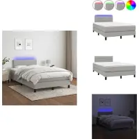 vidaXL Letto a molle con materasso e tessuto LED grigio chiaro 120x200 cm - Letti & strutture letto