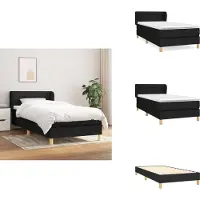 vidaXL Letto a molle con materasso nero 100x200 cm in tessuto - Letti e strutture letto