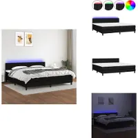 vidaXL Letto a molle con materasso e LED in tessuto nero 200x200 cm - Letti e strutture letto