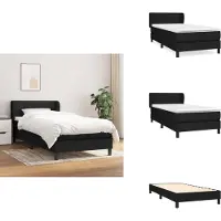 vidaXL Letto a molle con materasso nero 100x200 cm in tessuto - Letti e strutture letto