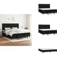 vidaXL Letto a molle con materasso nero 200x200 cm in tessuto - Letti e strutture letto